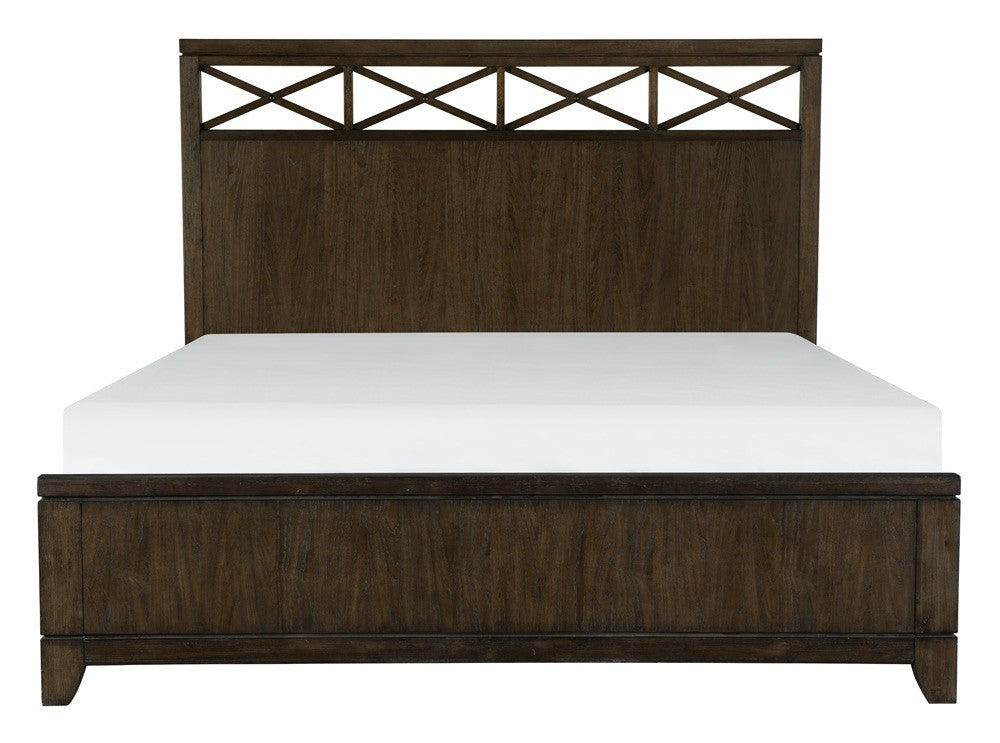 Contemporary Style Bedroom 1Pc Queen Bed Headboard With X Frame Insert Dark Brown Finish Wooden Furniture Modern Look Box Spring Required Queen Dark Brown Wood Bedroom Contemporary,Modern Panel Wood