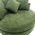 Orisfur. 360 Swivel Accent Barrel Chair With Storage Ottoman & 4 Pillows, Modern Chenille Leisure Chair Round Accent For Living Room, Green Green Foam Chenille