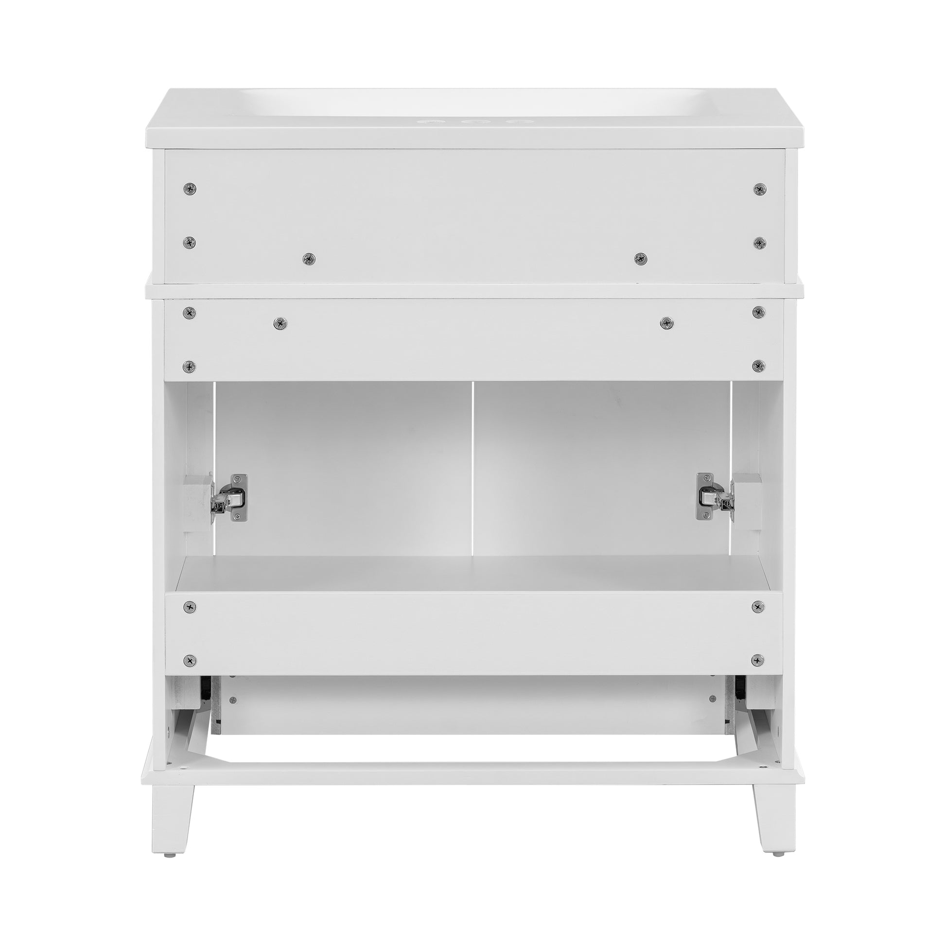 30'' Bathroom Vanity With Resin Sink, Solid Wood Frame Bathroom Storage Cabinet With Soft Closing Doors, Retro Style, White Same As Sw000118Aak White Bathroom Modern Solid Wood Mdf Resin