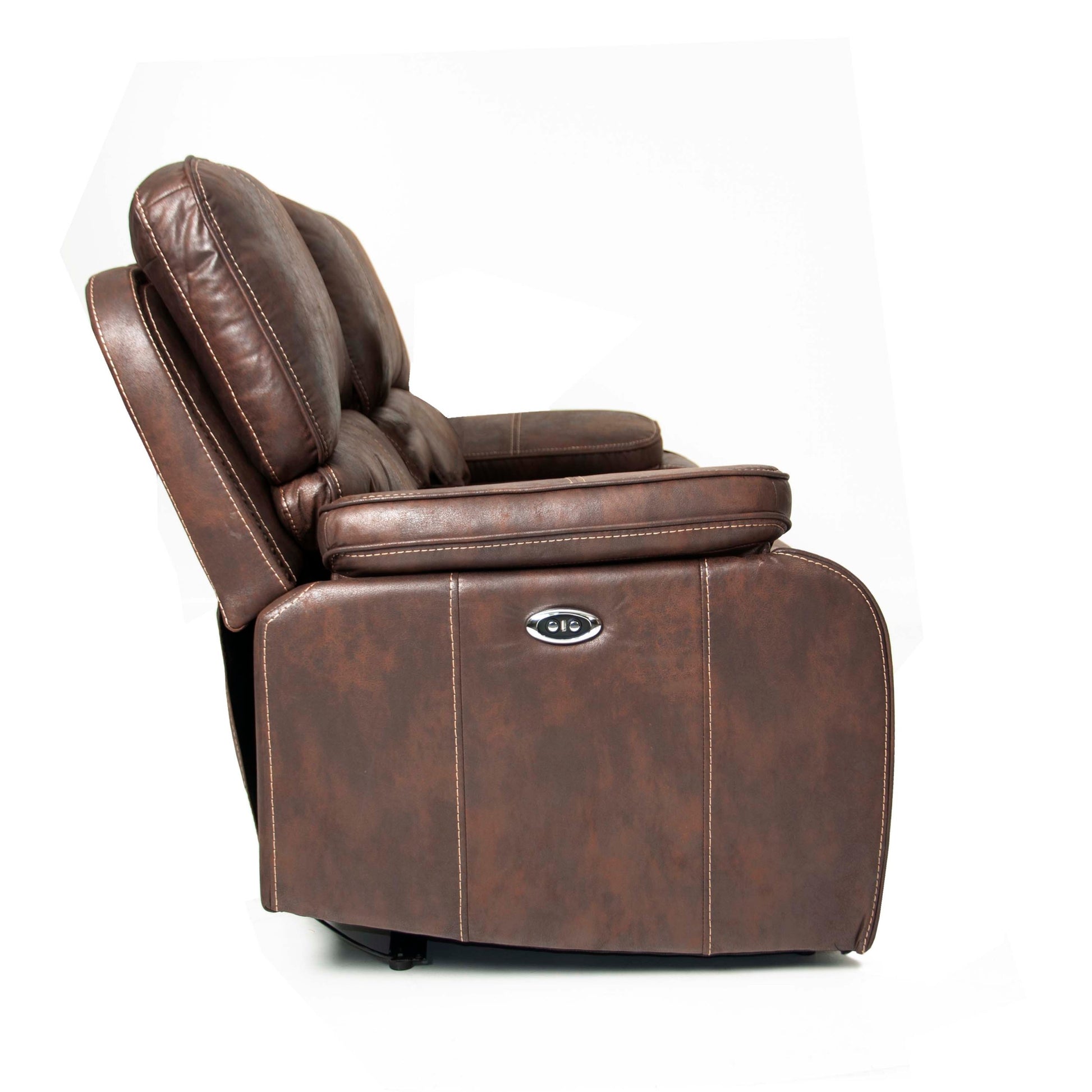 Power Sofa In Chocolate Chocolate Firm Cushion Back Leather 3 Seat