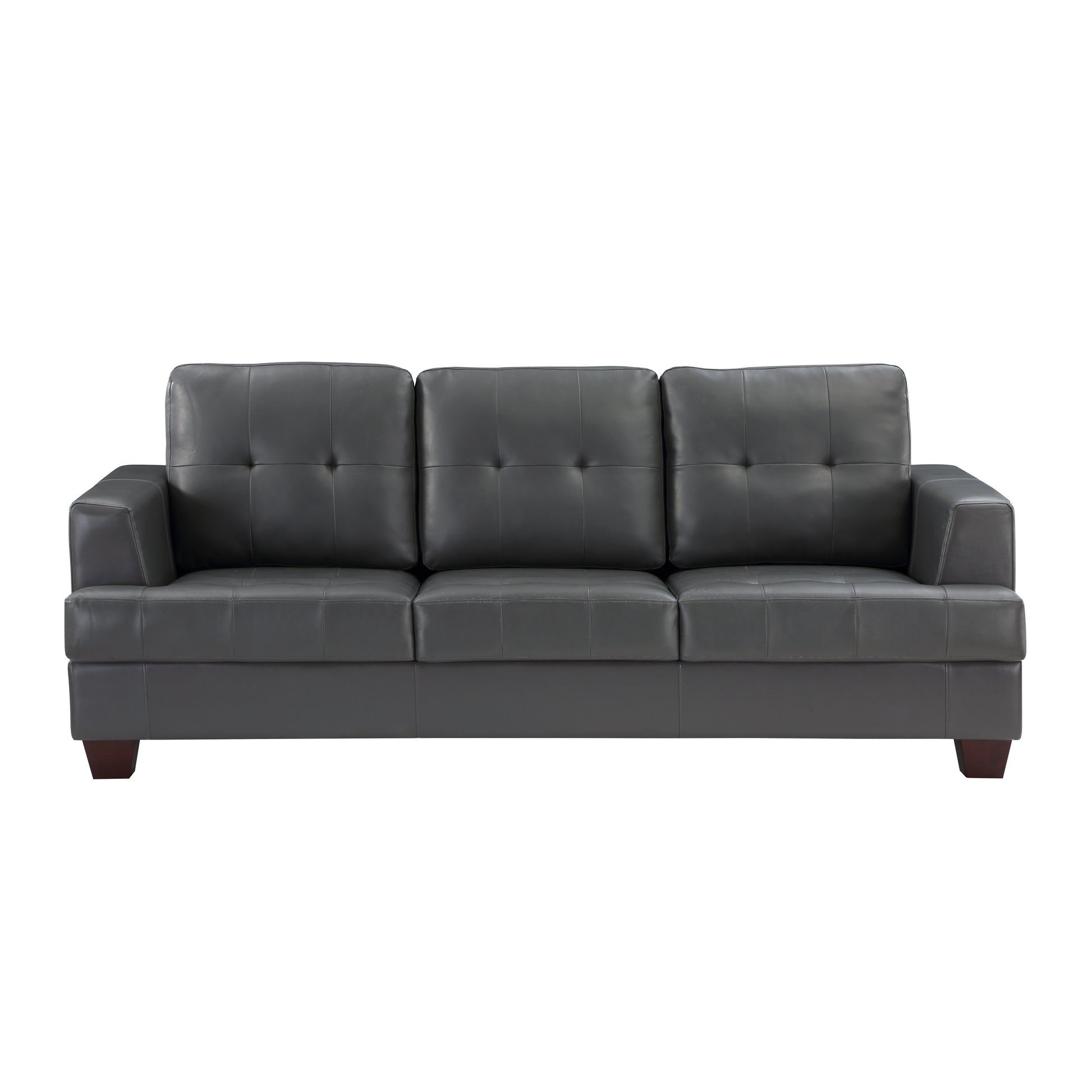 Modern Design 3Pc Sofa Set Premium Faux Leather Upholstery Gray Sofa Loveseat Chair Comfort Tufted Detail Solid Wood Frame Living Room Furniture Gray Faux Leather Wood Primary Living Space Modern Faux Leather 6 Seat