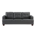 Modern Design 2Pc Sofa Set Premium Faux Leather Upholstery Gray Sofa Loveseat Comfort Tufted Detail Solid Wood Frame Living Room Furniture Gray Faux Leather Wood Primary Living Space Modern Faux Leather 5 Seat