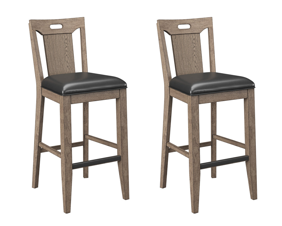 Benti Brown Slat Back Bar Stools, Set Of 2 Brown Solid Wood