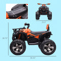 Aosom 12V Kids Ride On Four Wheeler Atv Toy Car With Music, Realistic Headlights, Wide Wheels, Rechargeable Battery Powered, For Boys And Girls, Orange Orange Plastic