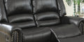 Plush Relax 1Pc Manual Motion Loveseat Black Color Bonded Leather 2 Seat Couch Armrest Cushion Seating Living Room Furniture Black Faux Leather Metal Primary Living Space Cushion Back Contemporary,Modern Pillow Top Arms Metal 2 Seat