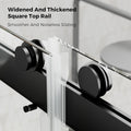 68 72 In. W X 76 In. H Double Sliding Frameless Soft Close Shower Door With Premium 3 8 Inch 10Mm Thick Tampered Glass And Easy Cleaning Coating, Stainless Steel In Matte Black 23D02 72Mb Matte Black Stainless Steel Tempered Glass Sheet Metal Plastic