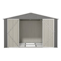 10X8 Ft Outdoor Tool Storage Shed With Metal Foundation & Lockable Doors, All Weather Metal Sheds For Garden, Patio, Backyard, Lawn, Gray Gray Metal