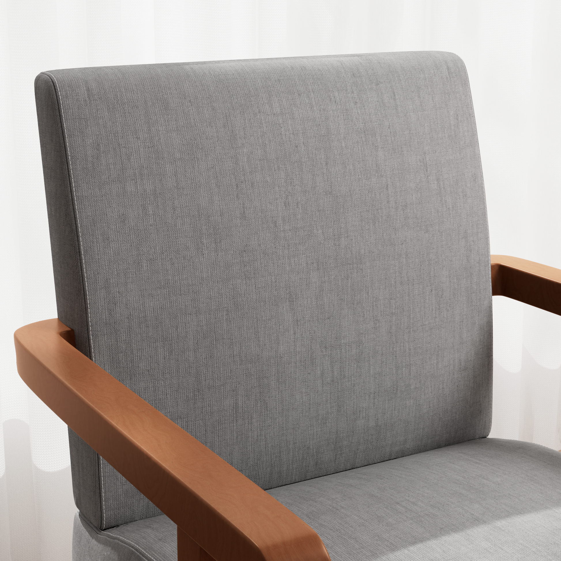 Fabric Accent Arm Chair Set Of 2 With Round Wood Table Light Gray Fabric