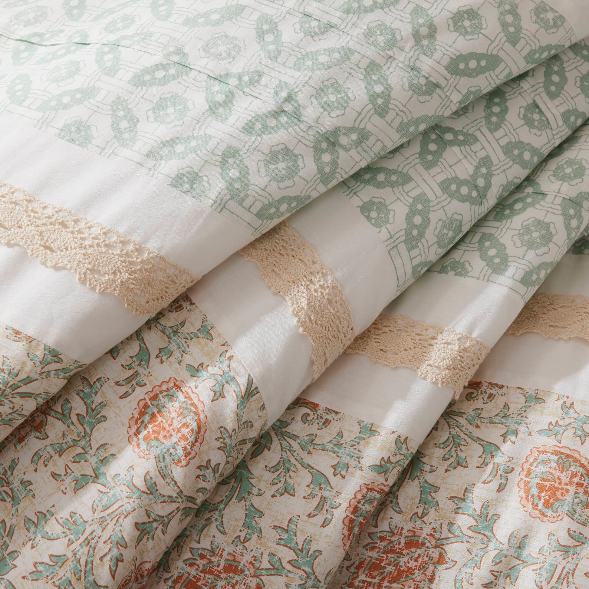 9 Piece Cotton Percale Comforter Set Coral King King Coral Polyester