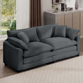 Modern Fabric Living Room Sofa With 4 Pillows Upholstered Large Deep Seating Loveseat, Grey Corduroy Grey Corduroy 2 Seat