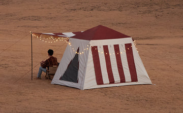 Colorful Striped Color Coordinated Inner Opening Umbrella Tent Champagne Polyethylene