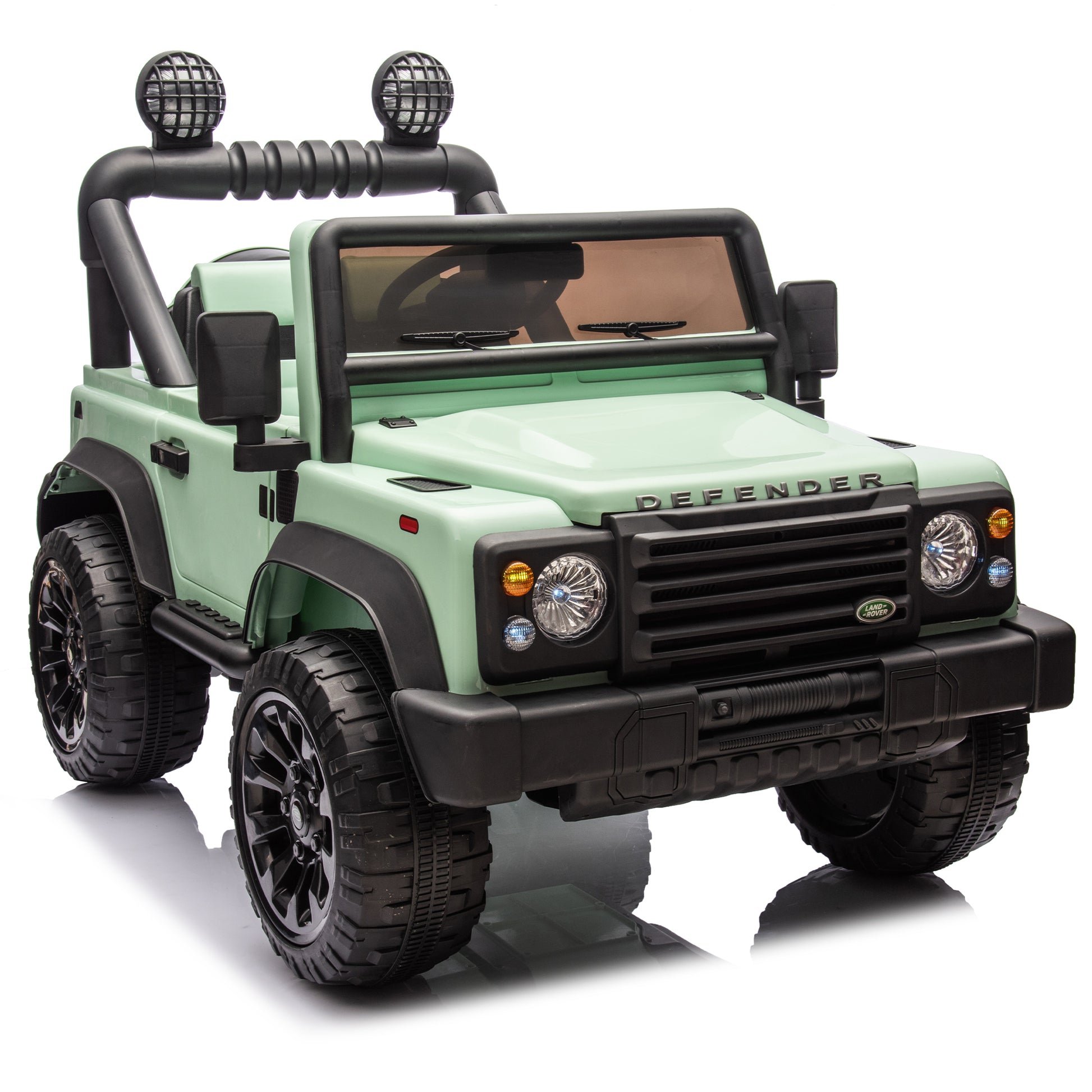 Licensed Land Rover Defender Volta 5008 24V Kids Ride On Car W Parents Control,2Wd,Four Wheel Suspension,Bluetooth,Mp3,Music,Adjustable Volume,Power Display,Led Lights,Speeds 1.86 3.11Mph For Kids 3 7 Green Polypropylene