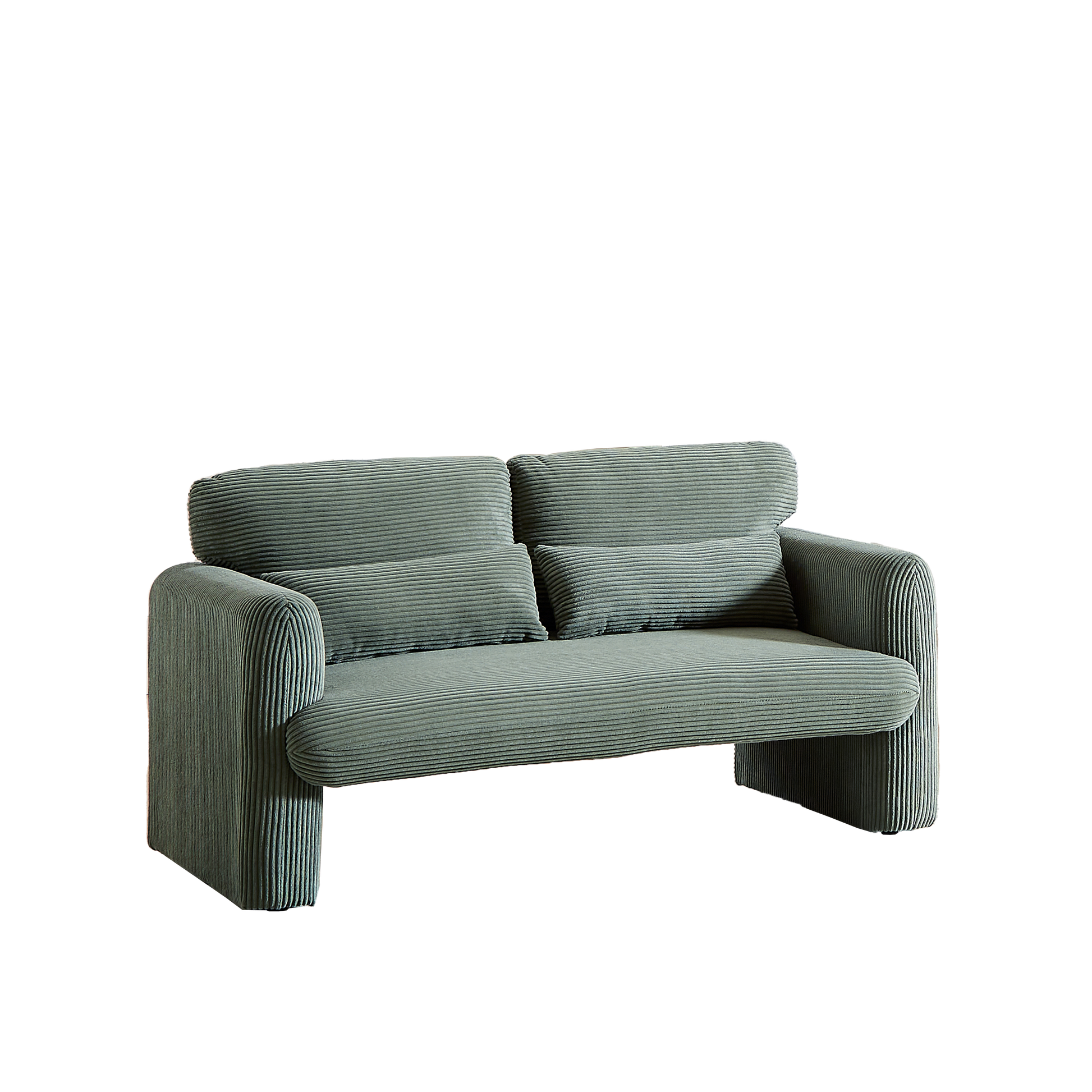 60"Corduroy Fabric Loveseat Sofa With 60"Loveseat Sofa, Modern Sofa With Support Pillow, For Apartment, Office, Living Room & Bedroom Green Corduroy 2 Seat