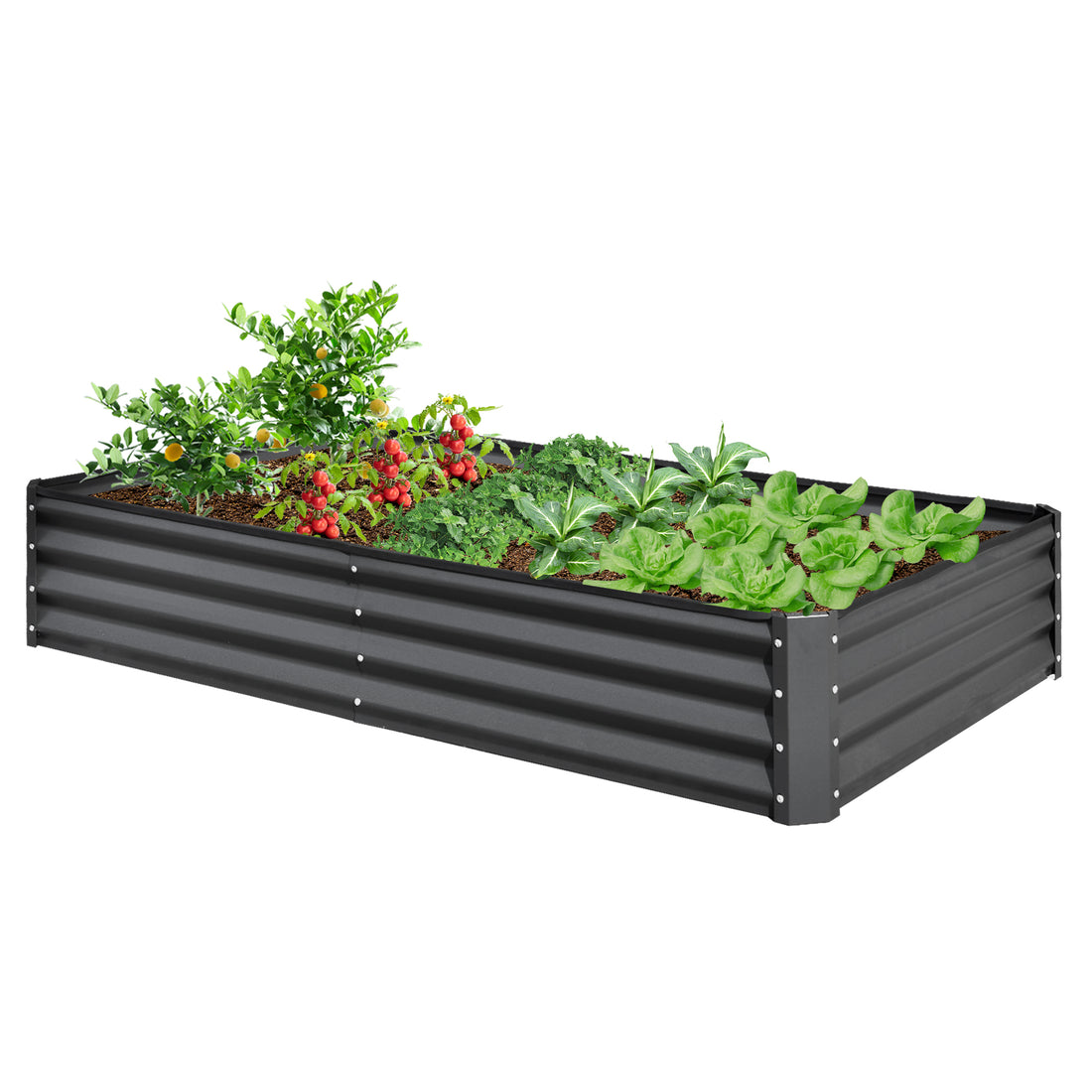 8X4X1 Ft Galvanized Raised Garden Bed, Outdoor Planter Garden Boxes Large Metal Planter Box For Gardening Vegetables Fruits Flowers, Gray Gray Garden & Outdoor Steel