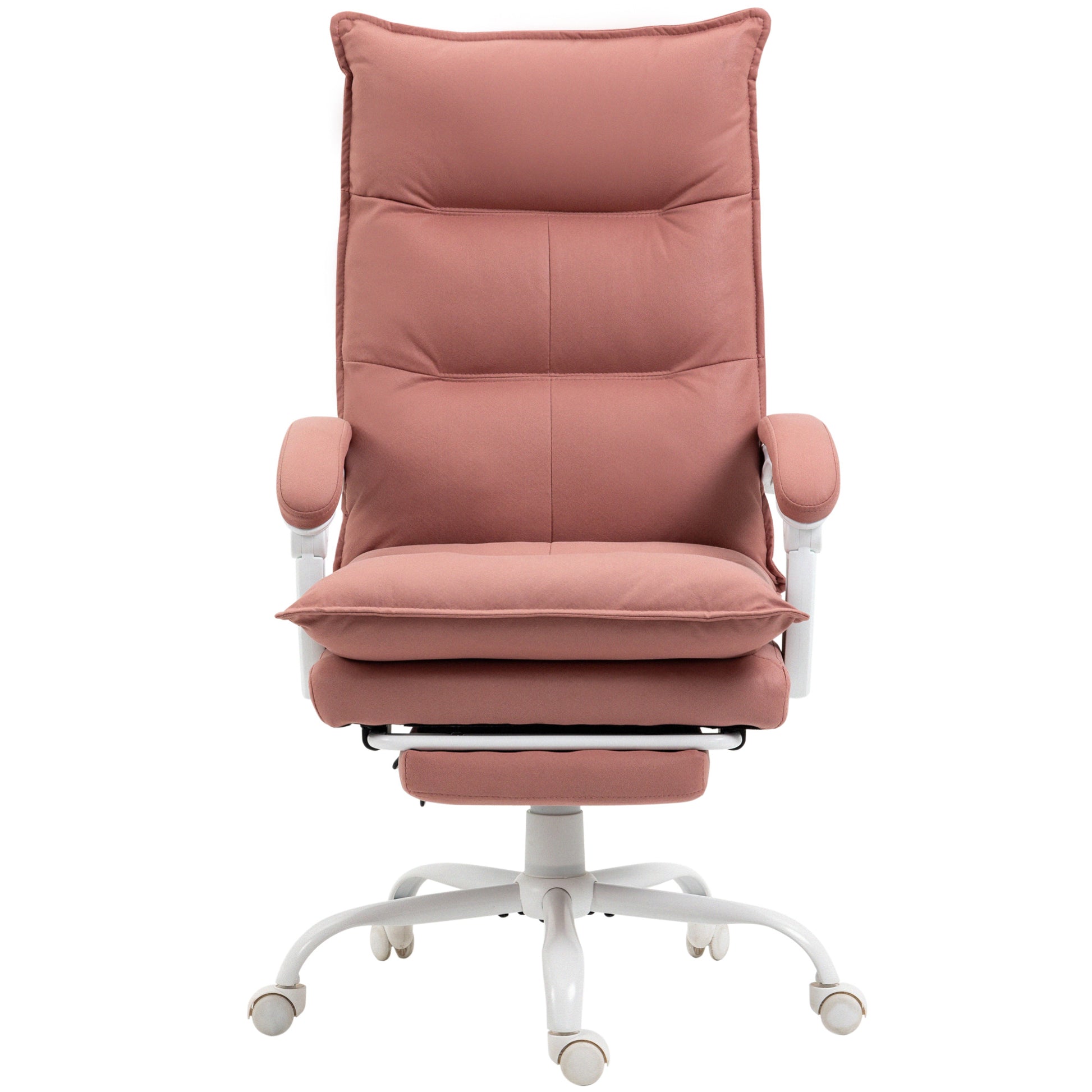 Vinsetto Executive Massage Office Chair With 6 Vibration Points, Microfiber Computer Desk Chair, Heated Reclining Chair With Footrest, Armrest, Double Padding, Pink Pink Polyester