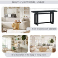 Contemporary Console Table With Wood Top, Extra Long Entryway Table For Entryway, Hallway, Living Room, Foyer, Corridor Black Solid Wood Mdf