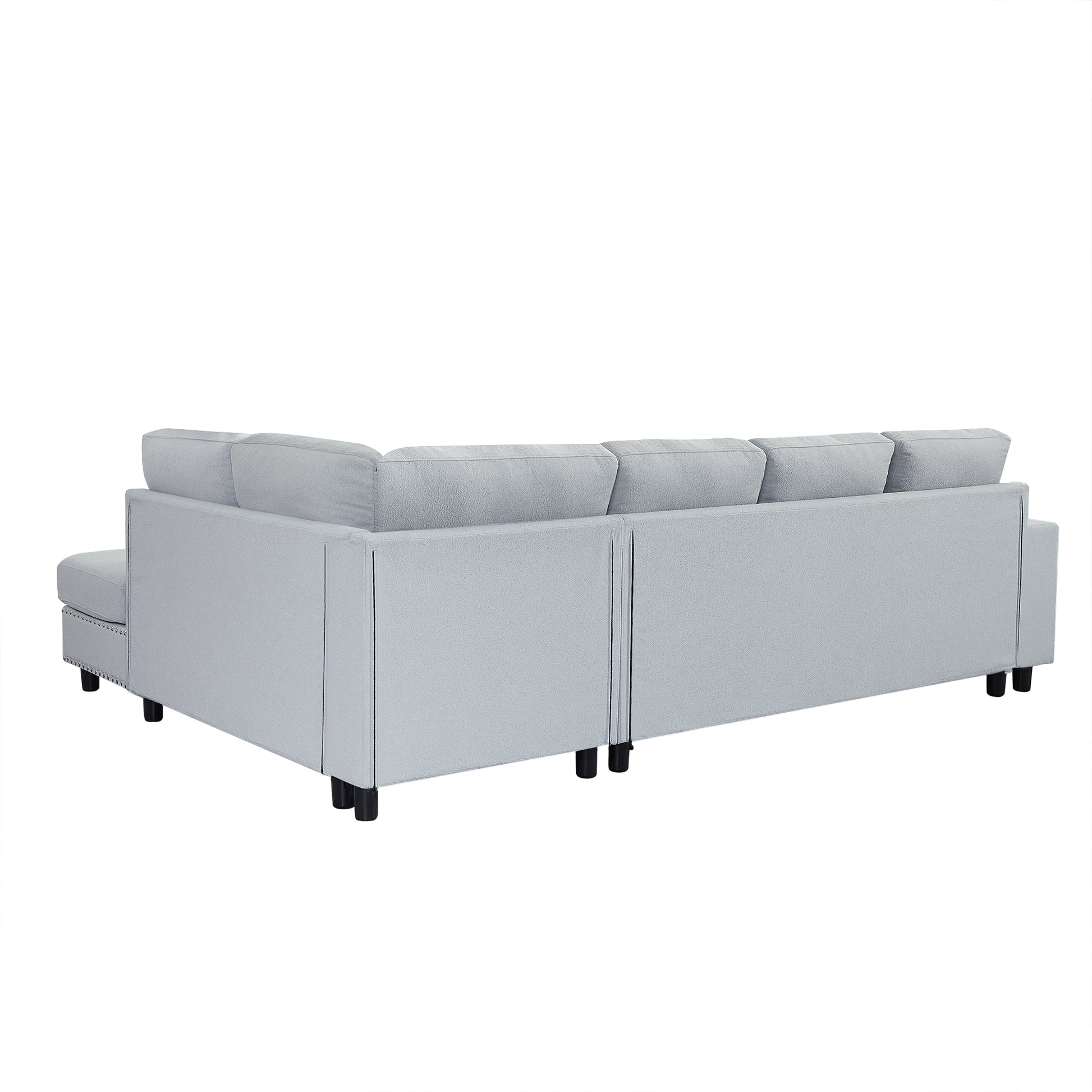 109.2''L Shaped Modular Sectional Sofa With Removable Back Cushions And 2 Pillows, Suitable For Living Rooms, Offices, And Apartments Light Gray Polyester 5 Seat