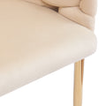 Luxury Handmade Accent Chair With Gold Legs, Modern Velvet Armchair For Living Room And Bedroom Beige Foam Velvet