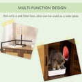 Pawhut Shelved Hidden Litter Box Enclosure With Spacious Top And Interior, Large Cat Litter House End Table For Indoor Cats With Hidden Storage Cabinet Space Natural Particle Board