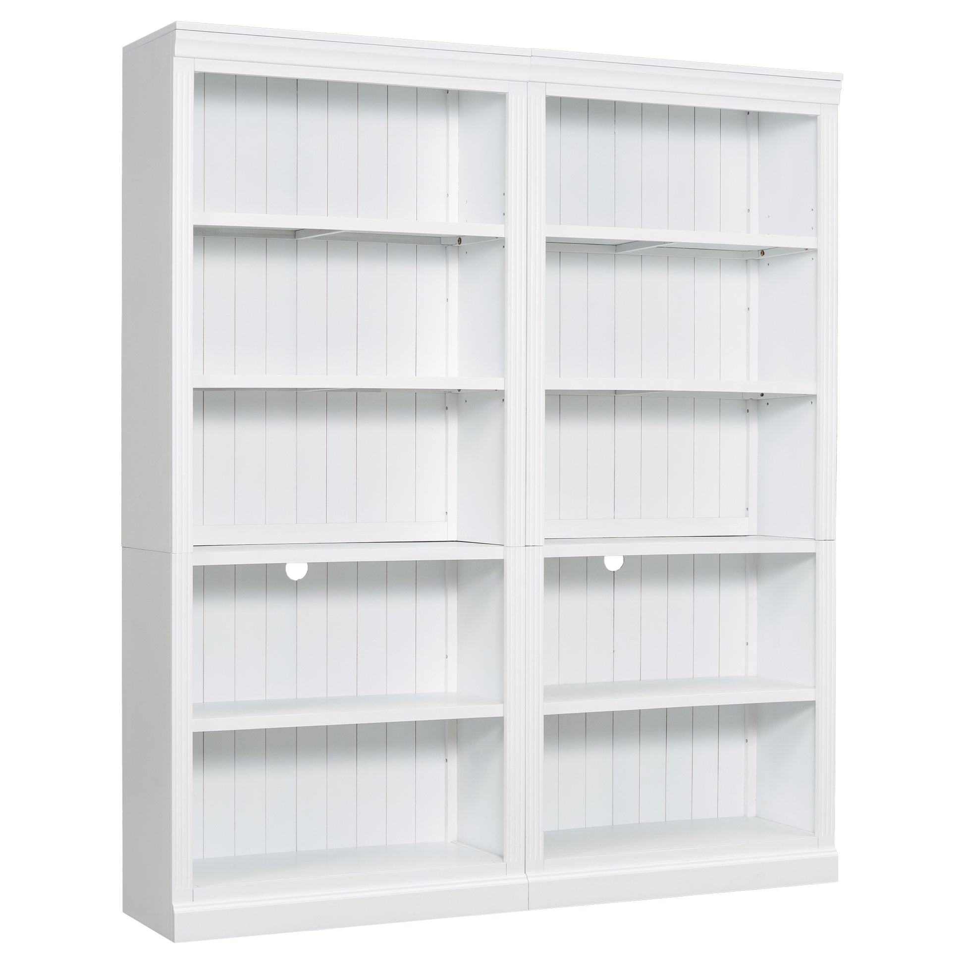 83" Tall Wood Bookcase Suite ,5 Tier Home Decor Bookshelves Suite With Adjustable Shelves,Storage Organizer For Cds Books Movies,Free Standing Storage Shelves Suite For Living Room,Office,White White Solid Wood Mdf