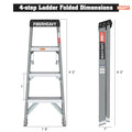 Fiberglass Step Ladder 4 Steps 250Lbs Black Grey Fiberglass