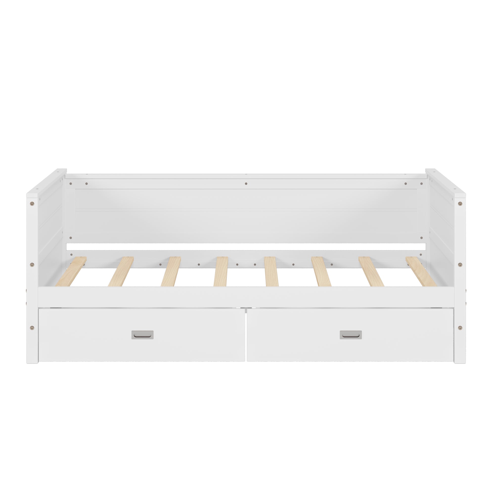 Twin Size Solid Wood Daybed With Two Drwaers For Kids Teens Dorm Bedroom Multipurpose Guest Room Or Home, White Box Spring Not Required Twin White Wood Bedroom Pine Wood