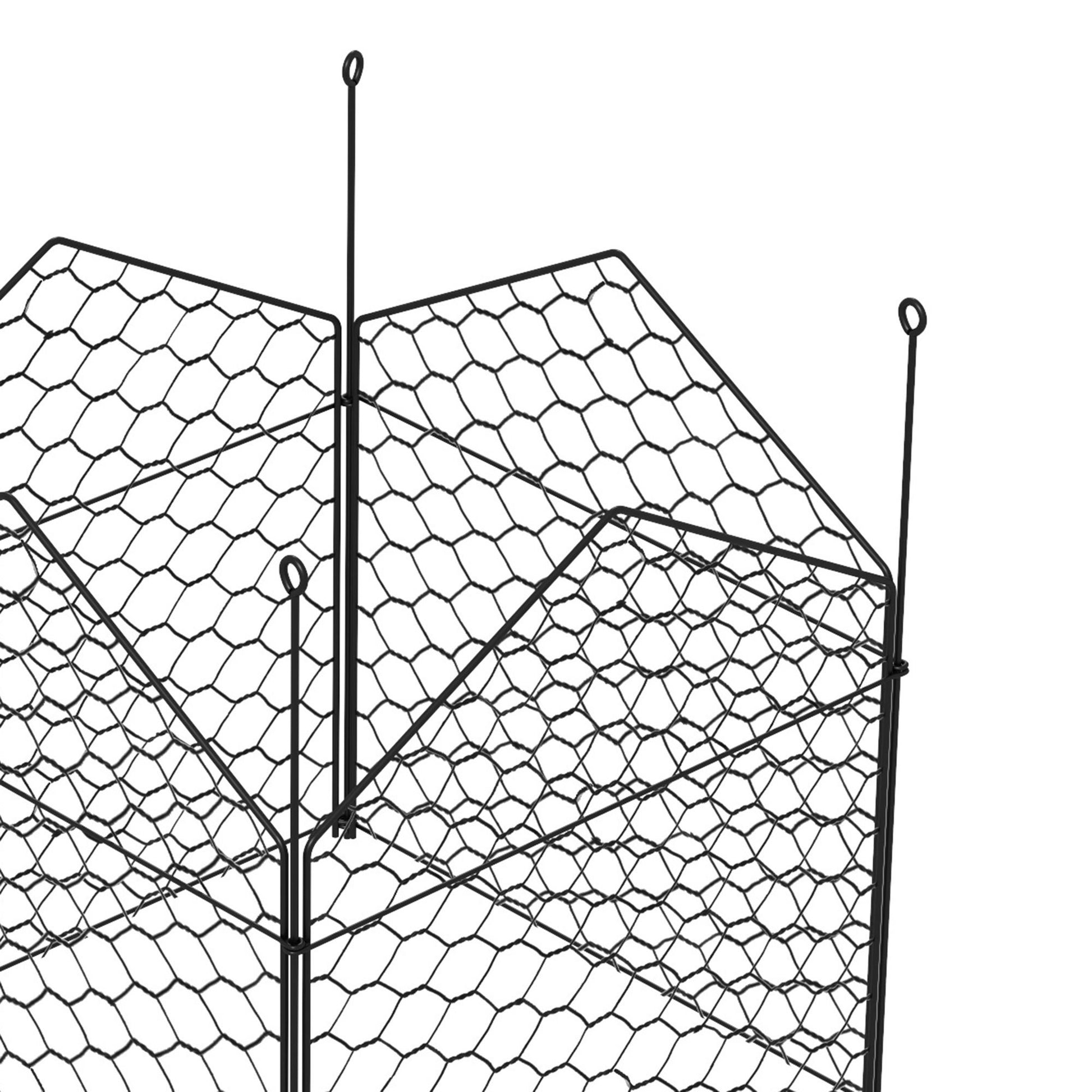 Outsunny Garden Chicken Wire Cloche, 12" X 14" Plant Protectors From Animals, 4 Pack Metal Crop Cages To Keep Animals Out, Black Black Steel