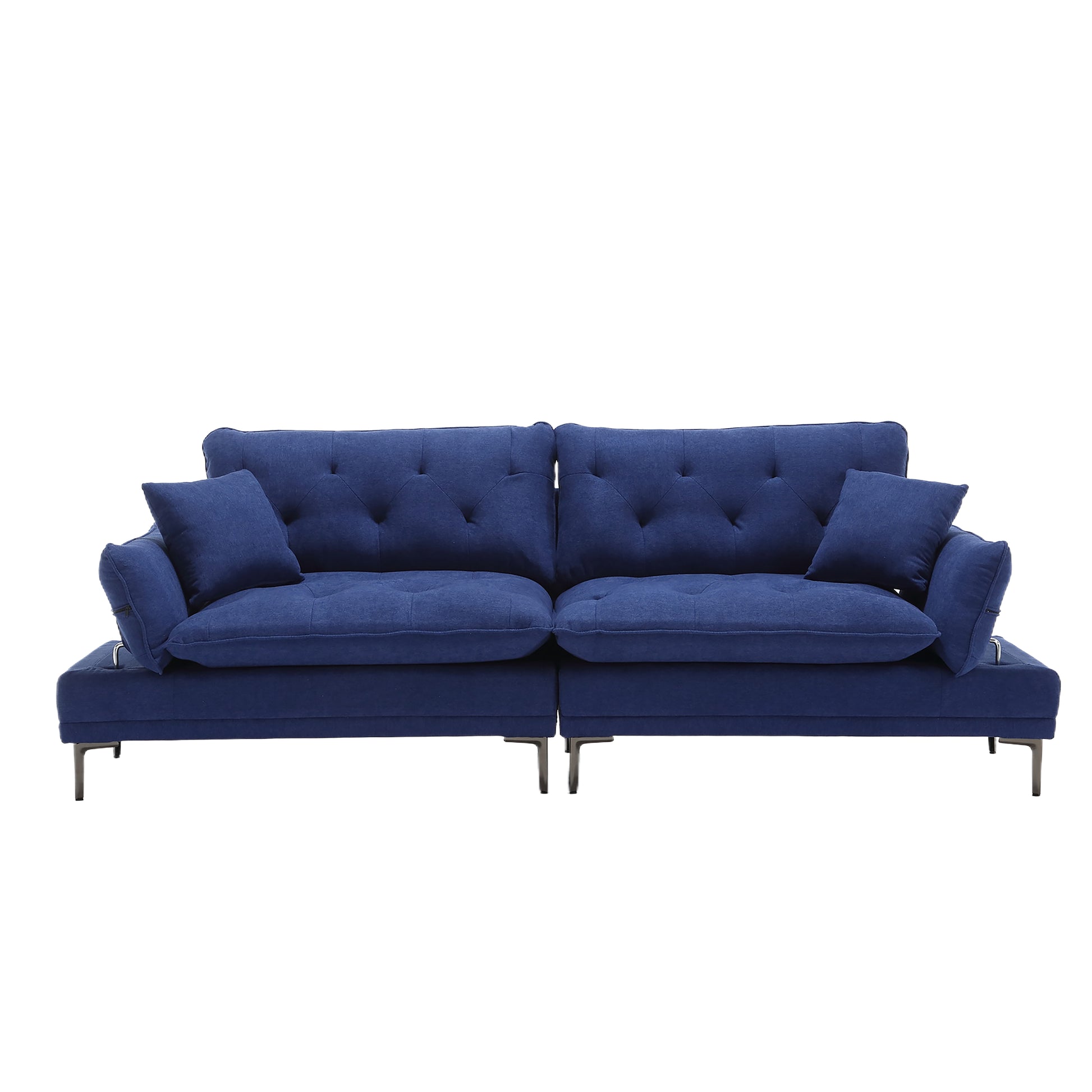 United Linen Sofaaccent Sofa Seat Sofa With Metal Feet Blue Linen 3 Seat