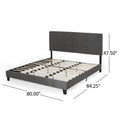 King Size Upholstered Platform Bed Frame With Contemporary Tufted Waffle Stitching, Easy Assembly, Charcoal Grey King Charcoal Grey Fabric