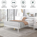 Twin Bed Frames With Headboard, Solid Wooden Platform Bed With Corner, Modern Low Profile Bed Frame, No Box Spring Needed, White Twin White Wood