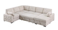 Nyhan Upholstered Corner Sectional With Pull Out Loveseat And Storaged Chaise Beige Medium Firm L Shaped Chenille 5 Seat