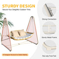 Outdoor Patio Porch Swing, 2 Seat Hanging Swing Chair With Thickened Cushions And Pillow, Rattan Porch Swing Chair Outdoor Hammock Chair For Porch, Backyard, Garden Yes White Garden & Outdoor 2 Person Seating Group Steel