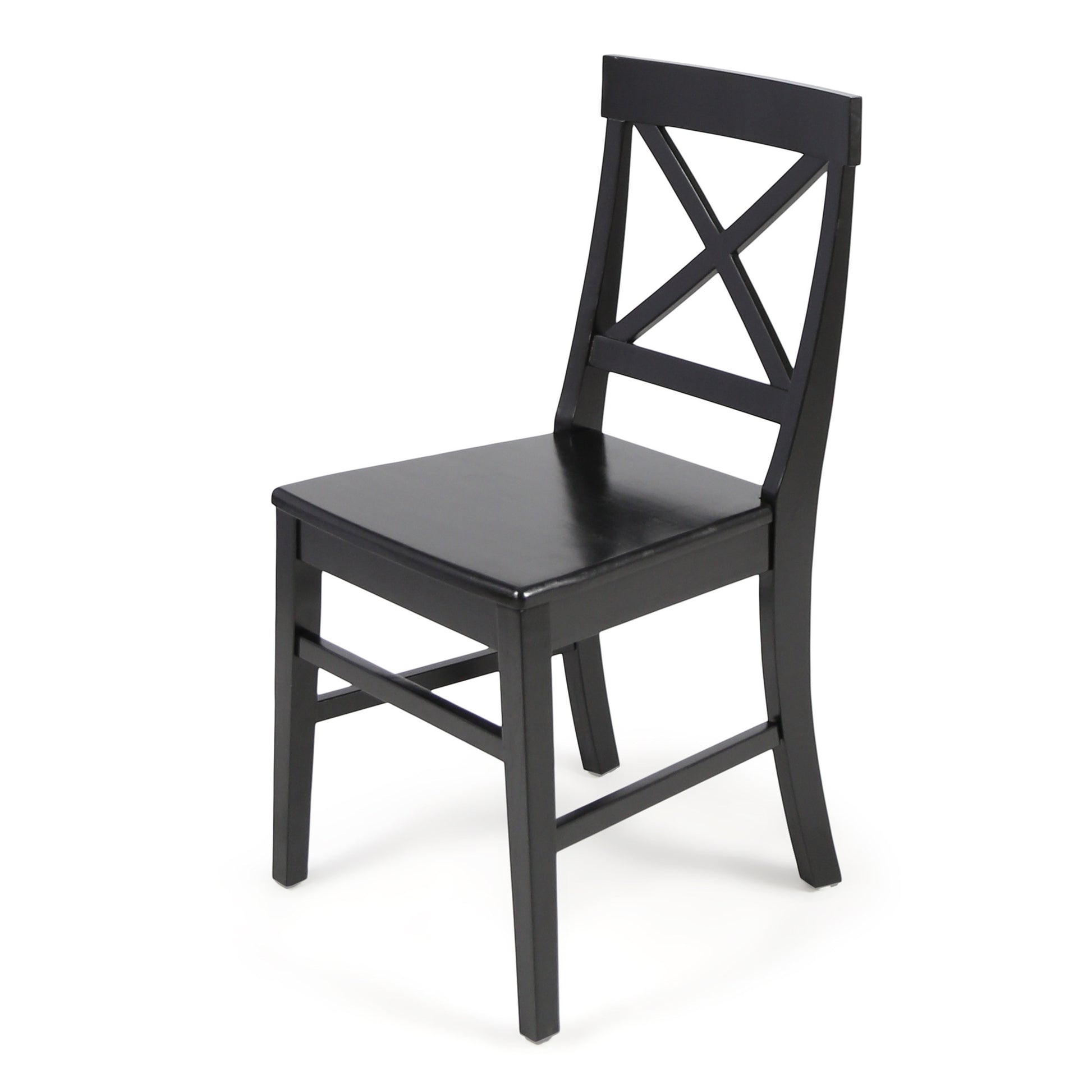 Roshan Farmhouse Acacia Wood Dining Chairs, Black Set Of 2 Black Acacia Wood