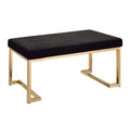 Black And Champagne Bench With C Metal Base Black Gold Bedroom Black Modern Fabric Metal