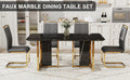 Table And Chair Set. Modern Dining Table With Mdf Top And Beautiful Mdf Legs. Equipped With Comfortable Pu Chairs And Metal Legs. Suitable For A Wide Range Of Decorative Styles. Black,Gray Seats 4 Mdf