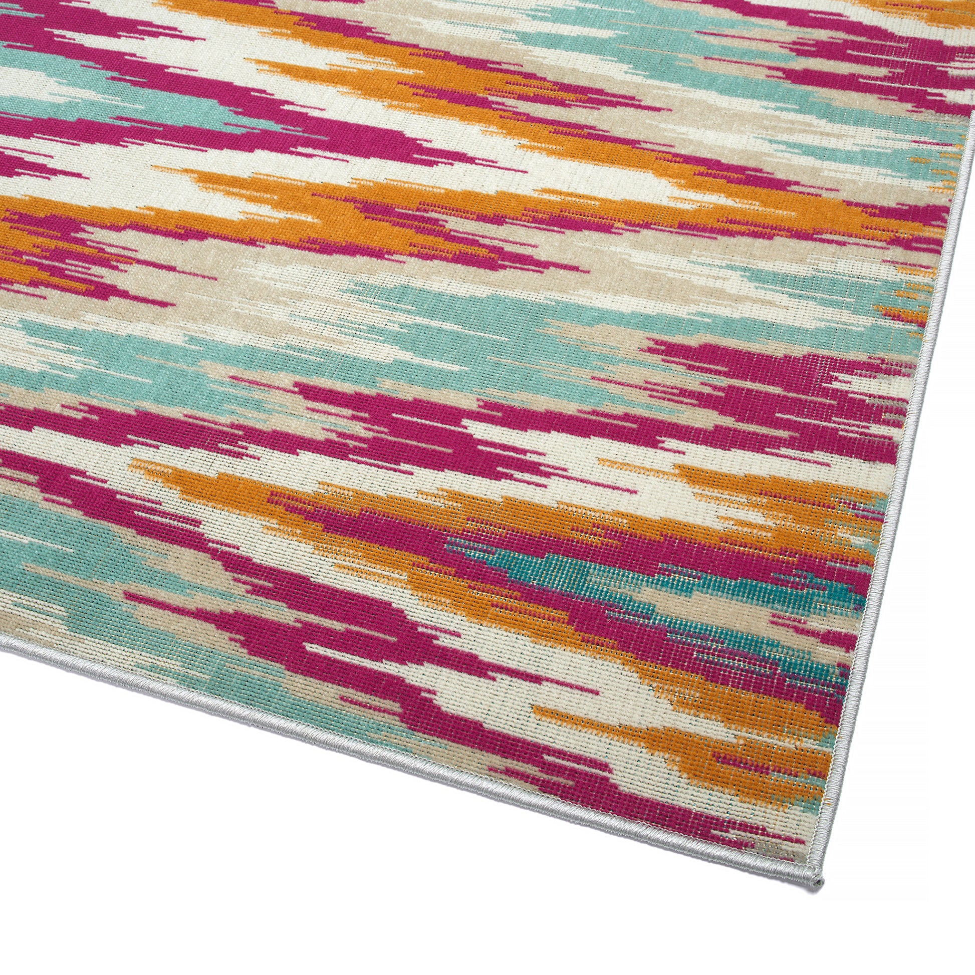 Modern, Ikat, Textured Cut Pile 5'3" X 7'3" Rectangle Area Rug Multi Polypropylene