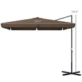Outsunny 10' Cantilever Patio Umbrella, Square Offset Umbrella With Tilt, Crank, Cross Base, Aluminum Pole And Air Vent, Hanging Umbrella For Garden, Pool, Backyard, Tan Brown Aluminum