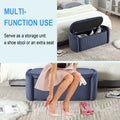 Coolmore Storage Ottoman,Bedroom End Bench,Upholstered Fabric Storage Ottoman With Safety Hinge, Entryway Padded Footstool, Ottoman Bench For Living Room & Bedroom Navy Navy Primary Living Space Foam Corduroy