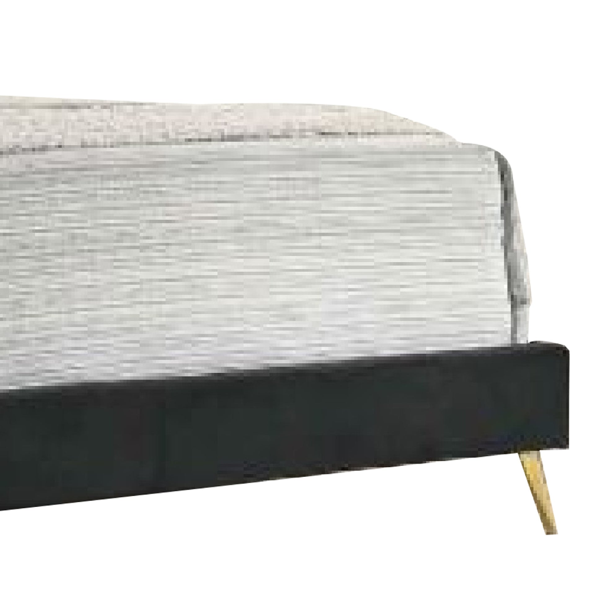 Lily Platform King Upholstered Bed, Padded Headboard, Black, Gold King Black Gold Wood Fabric