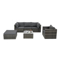 Patio Furniture, Outdoor Furniture, Seasonal Pe Wicker Furniture, 6 Set Wicker Furniture With Tempered Glass Coffee Table Dark Gray Seats 4 Pe Rattan Iron Waterproof Fabric