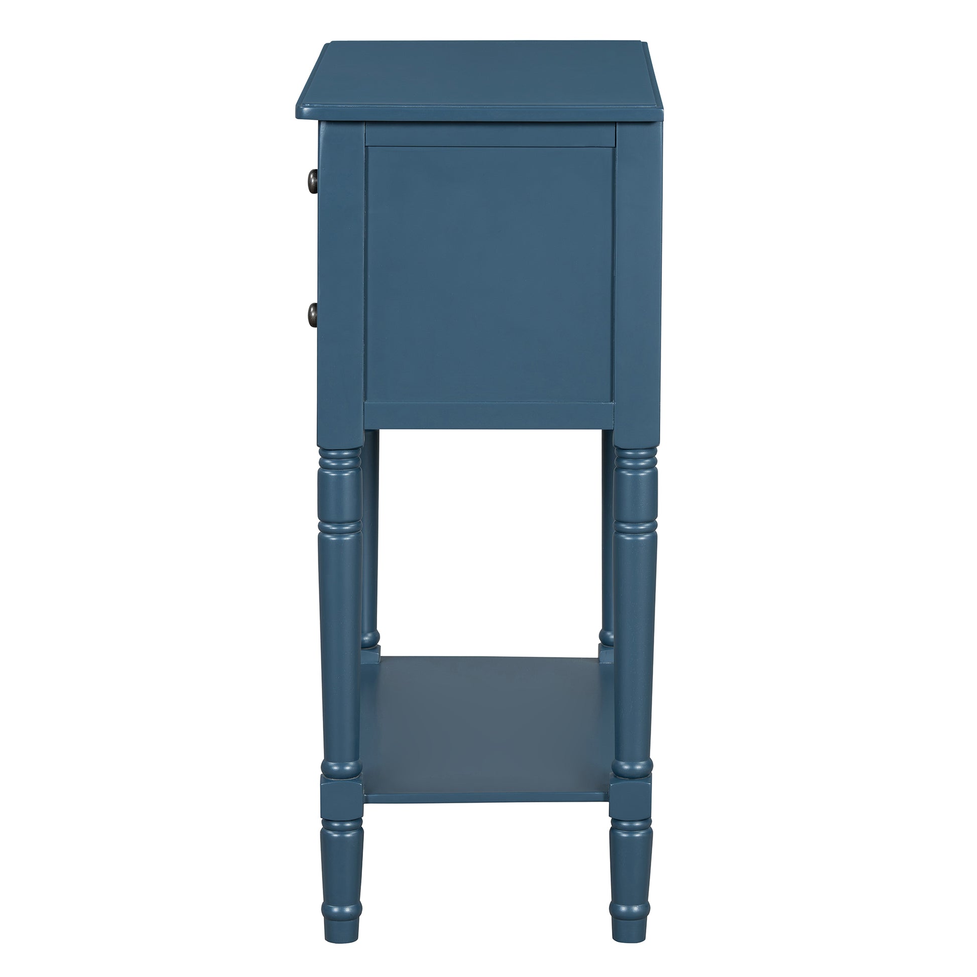 Narrow Console Table, Slim Sofa Table With Three Storage Drawers And Bottom Shelf Navy Navy Solid Wood Mdf