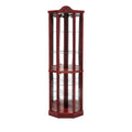 Glass Cabinet Lighted Corner Cabinet Corner Display Curio Cabinet, Glass Display With Light Included Bar Cabinet,Wine Cabinet With Adjustable Glass Shelves Carved Decoration Cherry Light Included Cherry Mdf Glass