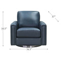 Hayward Swivel Leather Chair Blue Memory Foam Genuine Leather