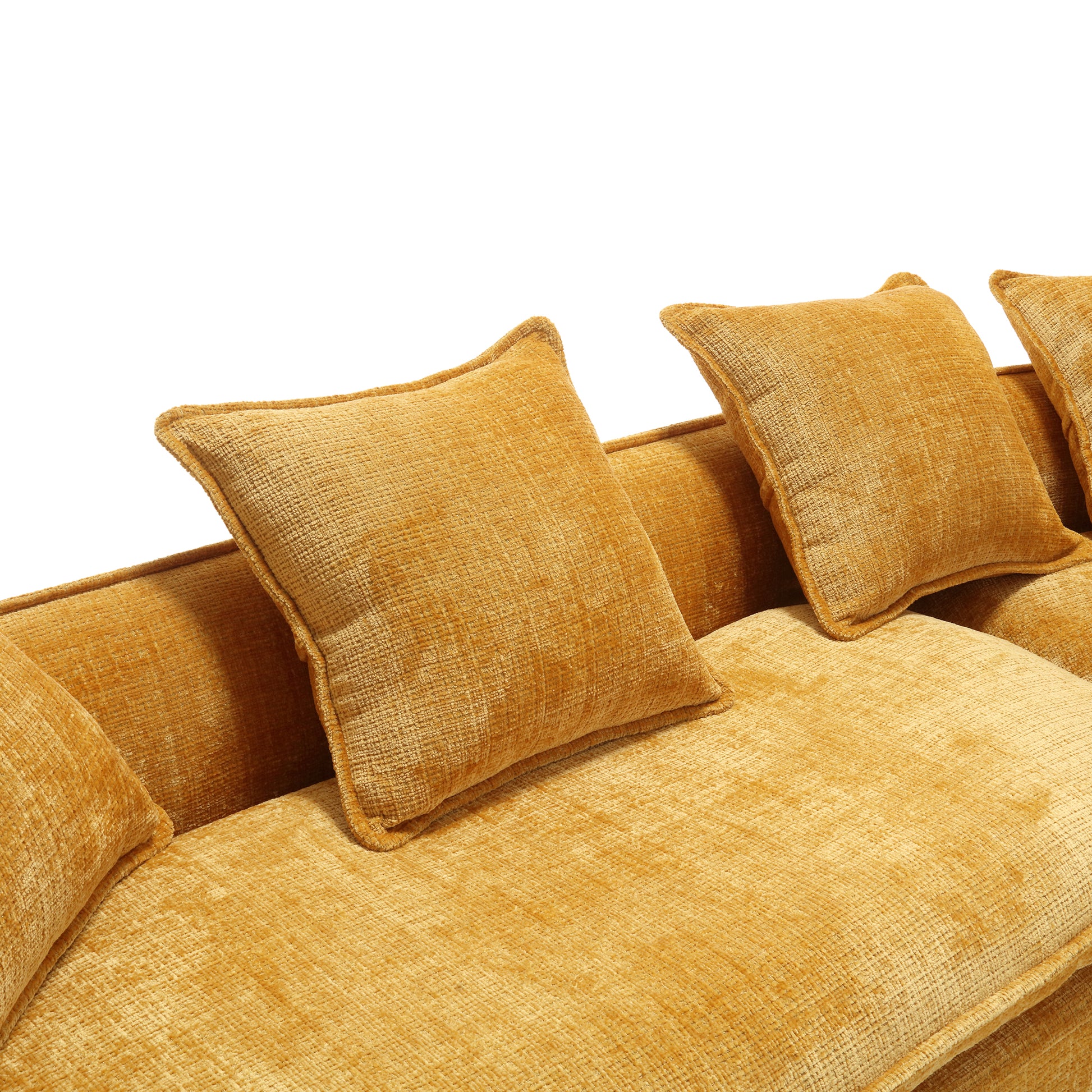 Modular Sectional Sofa, U Shaped Couch With Sofa For Five & Pillows, Modern Minimalist Chenille Fabric Large Comfy Cloud Sofas, Living Room Furniture Sets Mustard Yellow Chenille 5 Seat