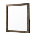 Farmhouse Style Square Wooden Frame Mirror With Grain Details, Brown Brown Wood