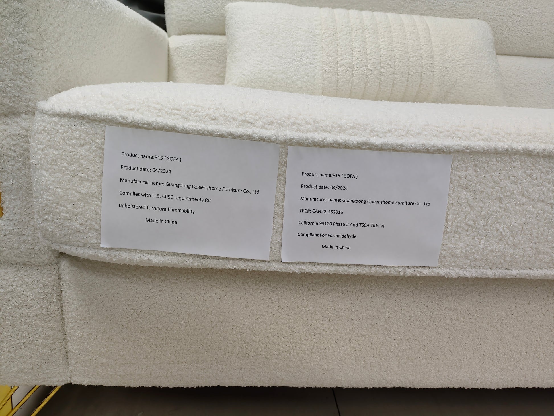 Fx P15 Wb Sofa Elegant White Imitation Wool Circle Fabric Sofa With Adjustable Headrests Contemporary 3 Seat Couch With Gold Legs, Perfect For Living Room And Office Decor Temu Suitable White Velvet 3 Seat