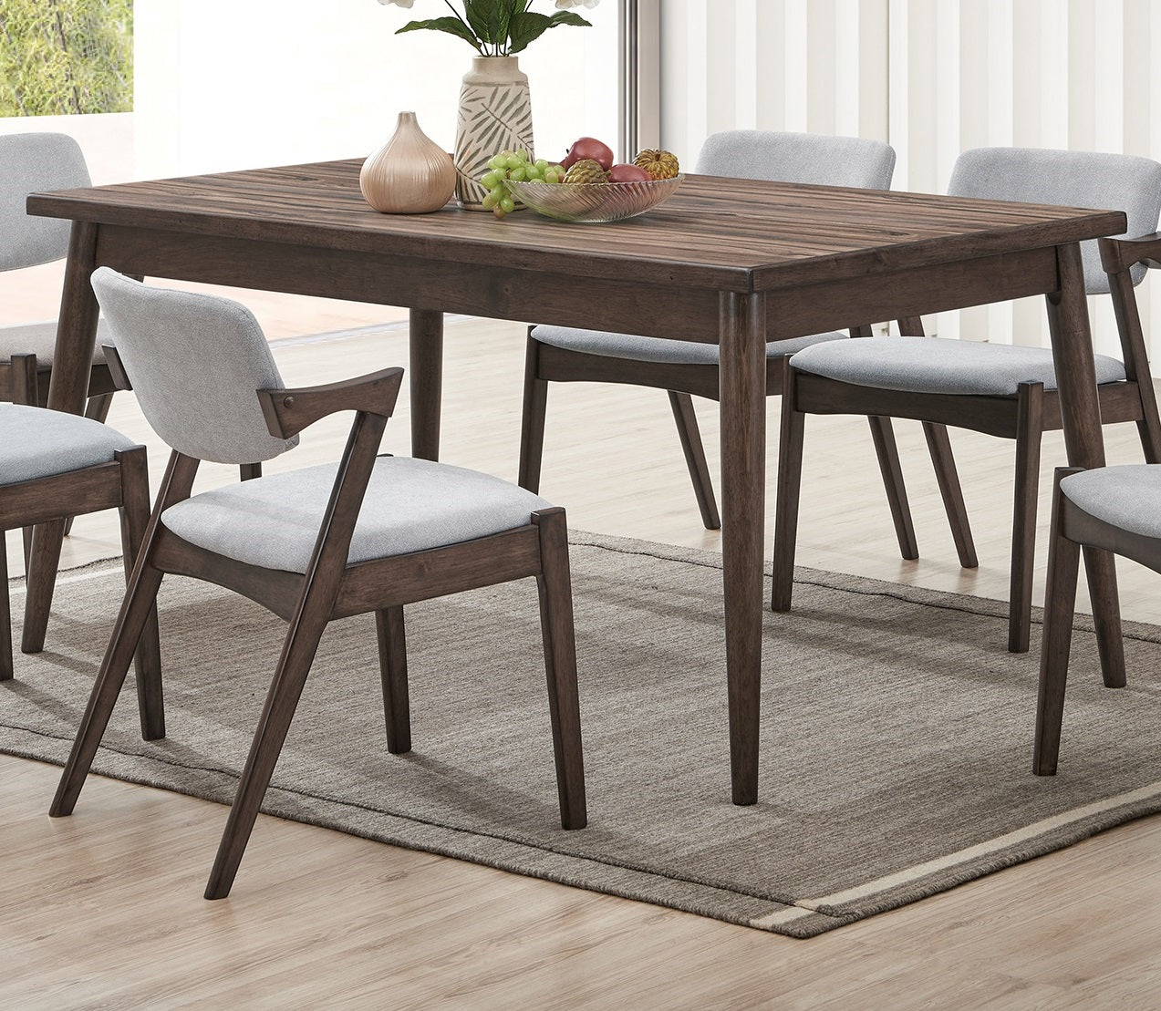 Contemporary Walnut Finish 1Pc Dining Table Only Solid Wood Rectangle Table Melamine Mdf Dining Room Furniture Walnut Dining Room Classic,Contemporary,Modern Rubberwood Kitchen & Dining Tables Rectangular Solid Wood