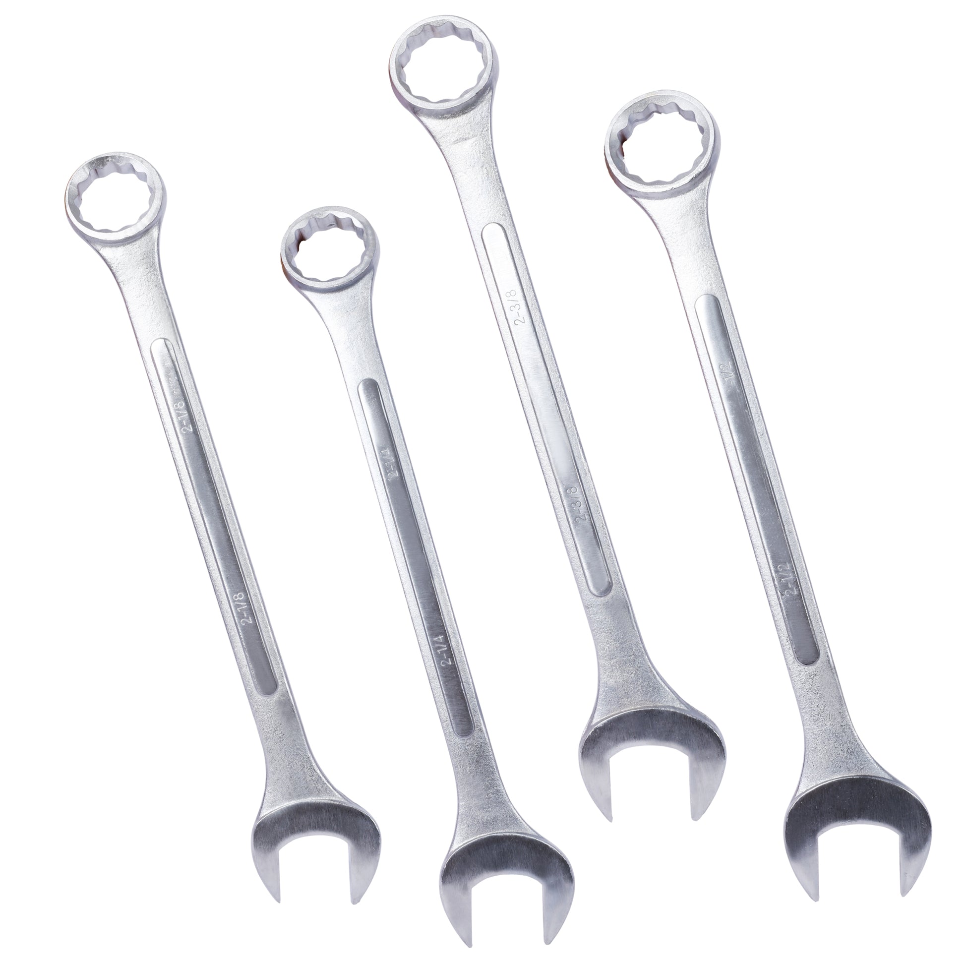 Sae Jumbo Combination Wrench Set Extra Large, 4 Piece ,Storage Bag Included Chrome Plated Chrome Carbon Steel