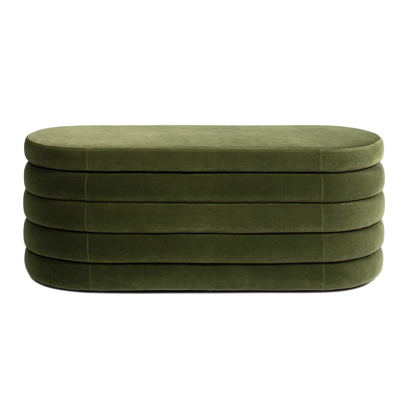 Fuji 49" Upholstered Oval Storage Bench, Olive Green Performance Velvet Olive Green Foam Velvet
