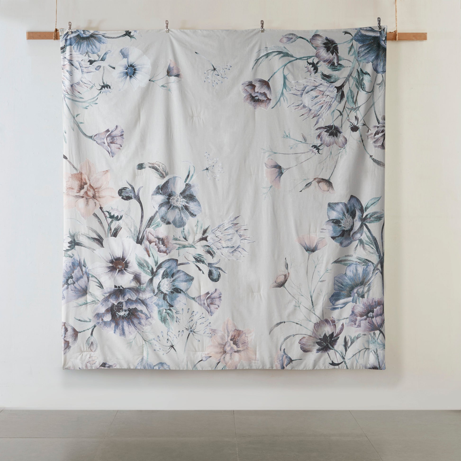 8 Piece Cotton Printed Comforter Set Blue Queen Queen Blue Polyester